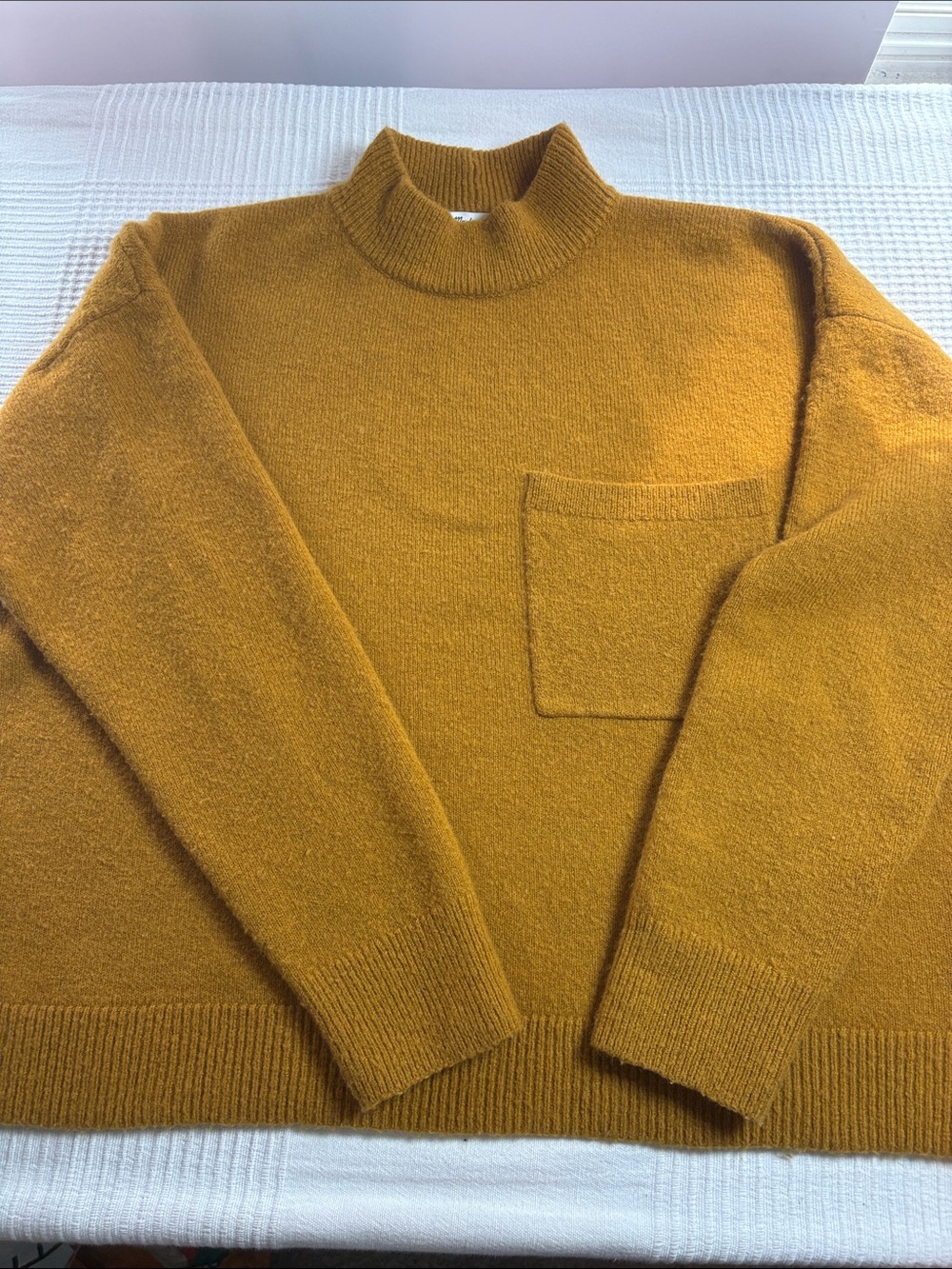 Madewell Mustard Turtleneck Sweater with Chest Pocket